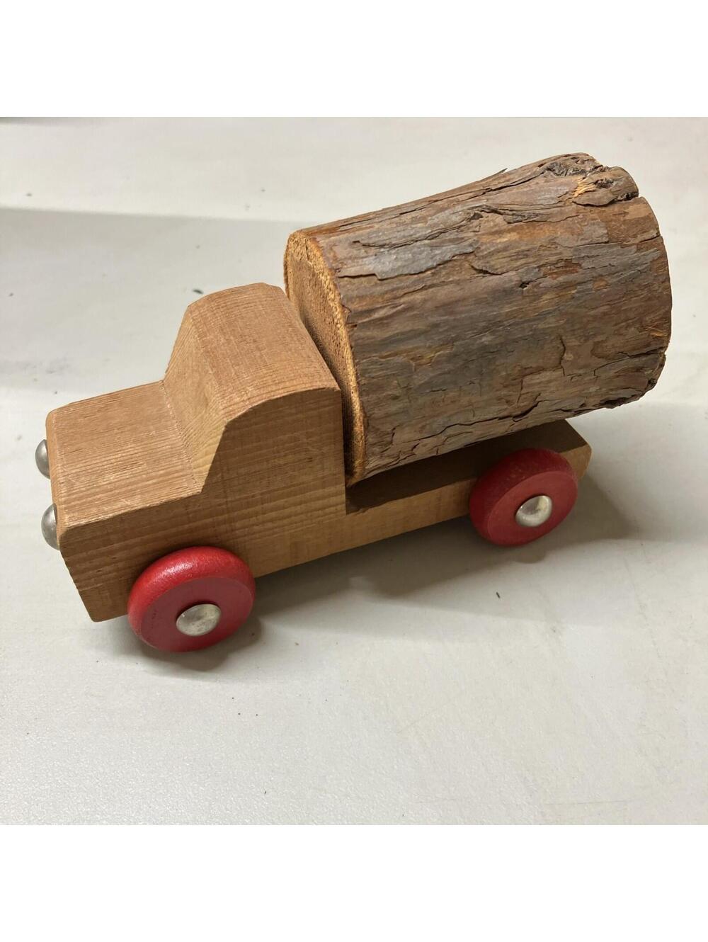 California Redwood Logger Wooden Toy Truck - Vintage Handmade Toy